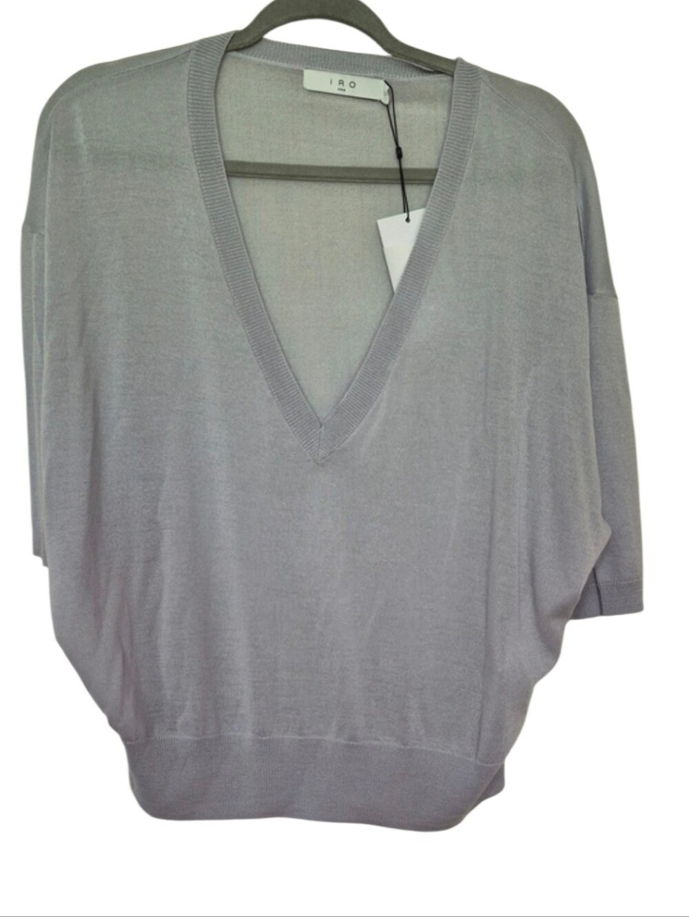 IRO Size XL Light Grey Short Sleeve Sweater Very Soft #591
